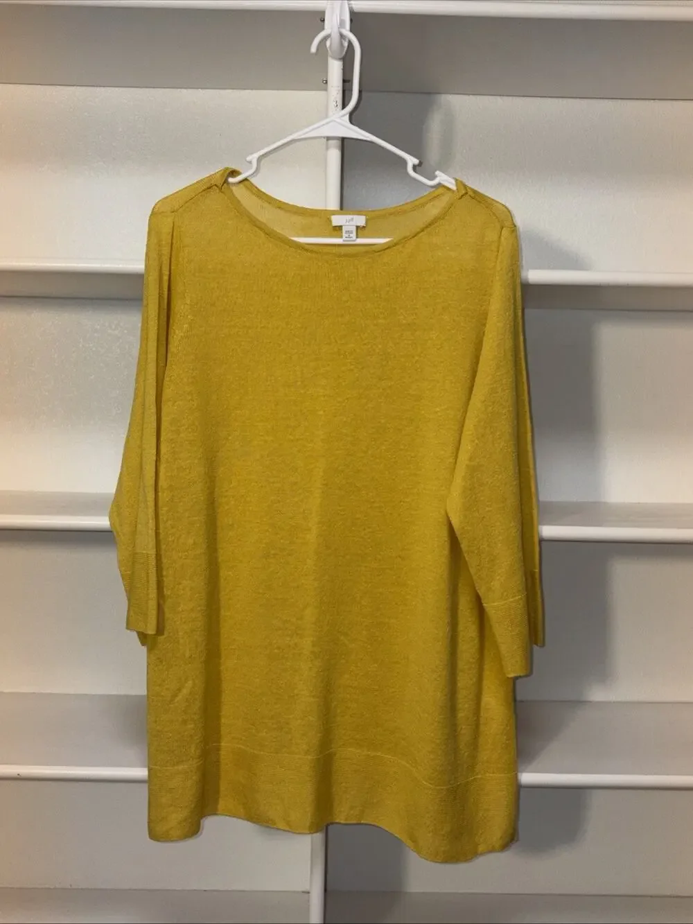 J.Jill Linen Knit Pullover Womens Sz 1X Lagenlook Minimalist 3/4 Sleeve Sweater